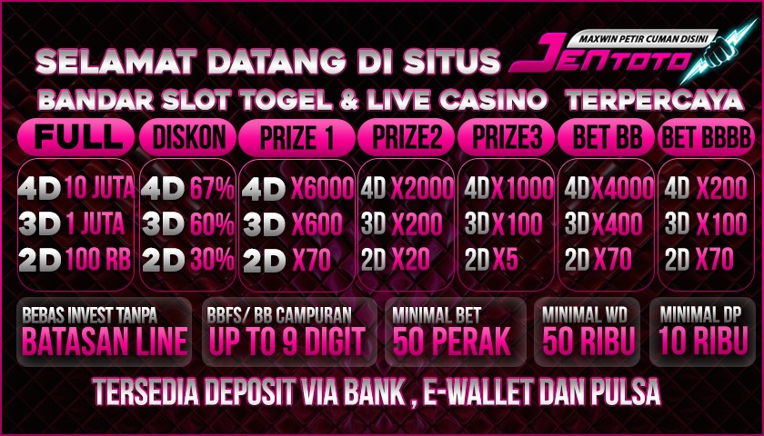 JentotoBandar Togel Online Hadiah 4D 10 Juta JentotoBandar Togel Online Hadiah 4D 10 Juta